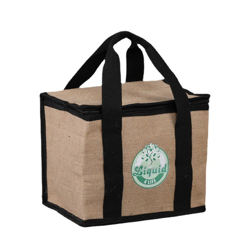 New Wholesale Bento Linen Bags Printed Logo Cooler Bag Handbags Outdoor Barbecue Travel Picnic Food Insulation Bags