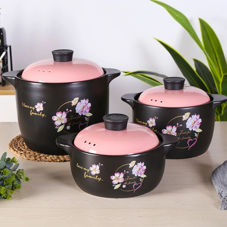Chaozhou розовый цветок в китайском стиле Модные керамические горшки для дома с антипригарным покрытием керамическая запеканка набор запеканок