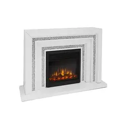 Luxury Mirrored venetian crushed diamond crystal MDF led fireplace surround