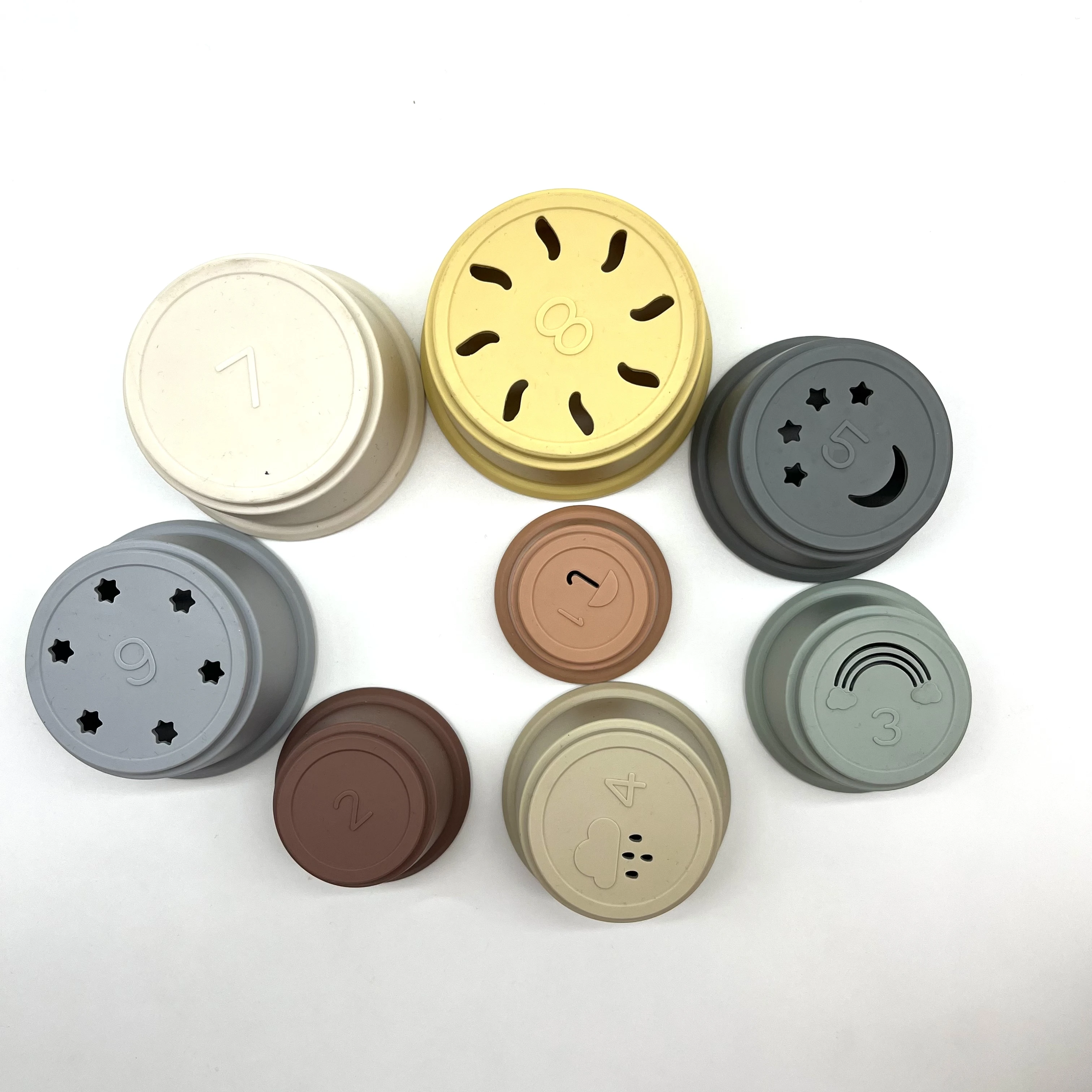 New CPC Approval Silicone Stacking Tower Cups, Petal Flexible Silicone Stackable Cups,BPA FREE Colorful Silicone Stack Toys