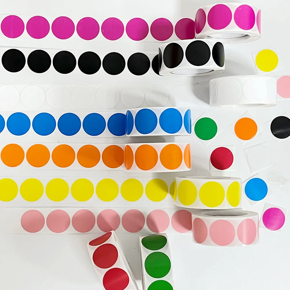 Colorful Thermal Sticker 50x50 Mm Round Shape Premium Barcode Price Labels 20x20 30x30 40x40 50x50 60x60