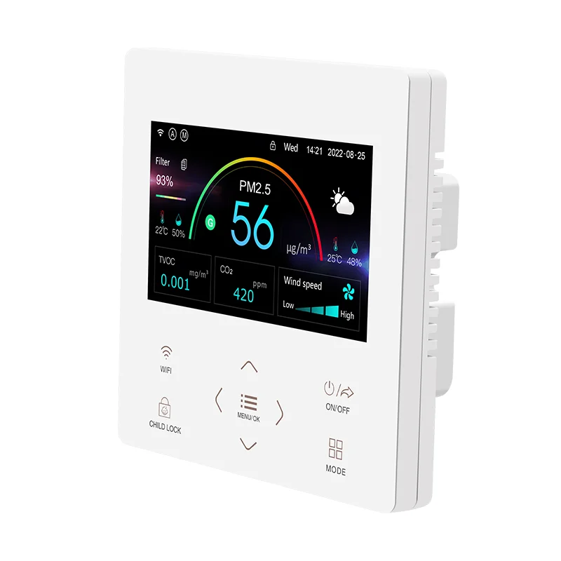 Adjustable multi-mode compatible with rs485 touch buttons intelligent fresh air controller