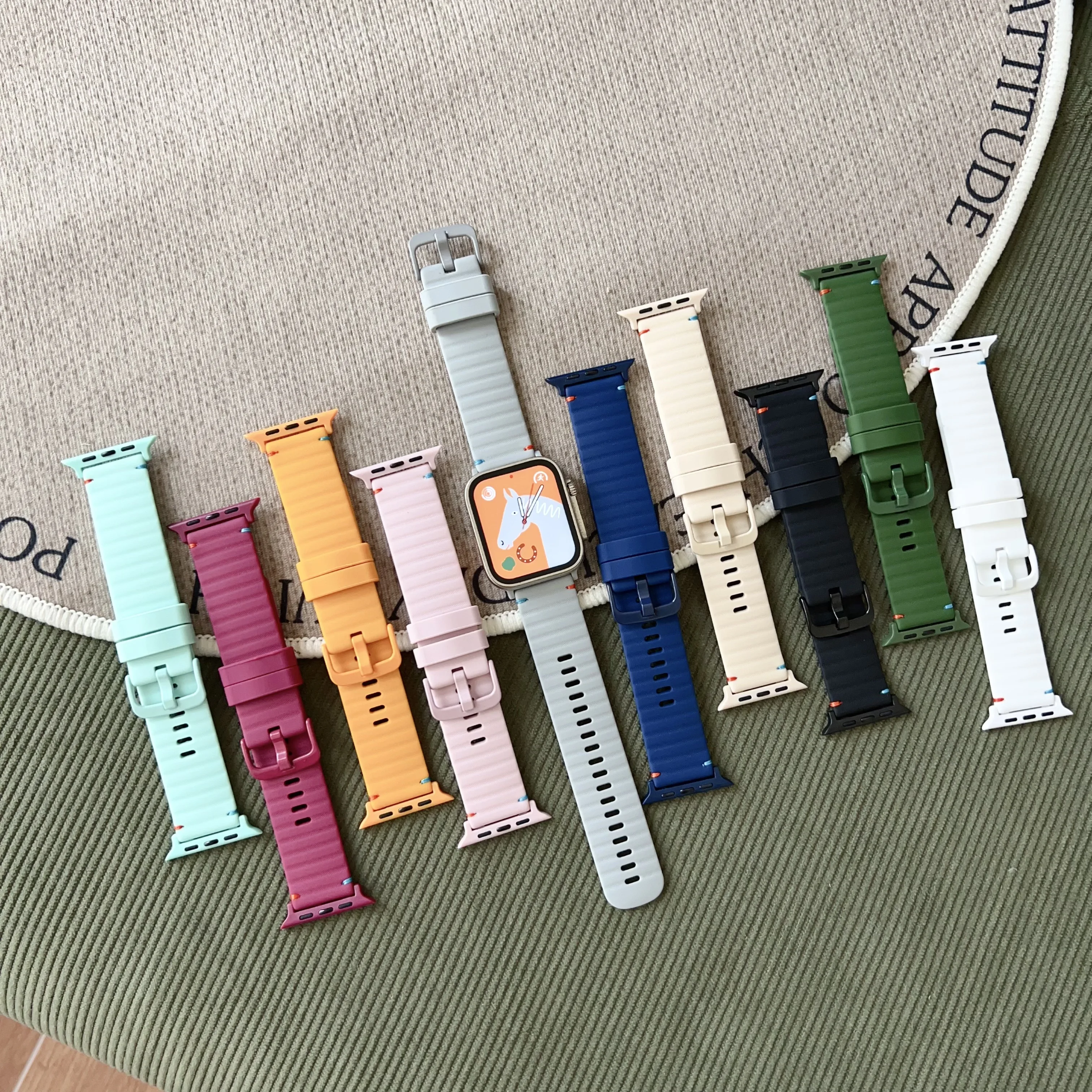 Скидка на объемную пряжку разноцветный силиконовый ремешок 46 мм 49 для Apple Watch S10 S9 8 7 654 серии
