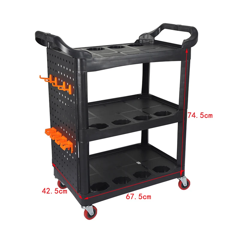 Customized size knocked-down structure plastic cheap tool cart trolley