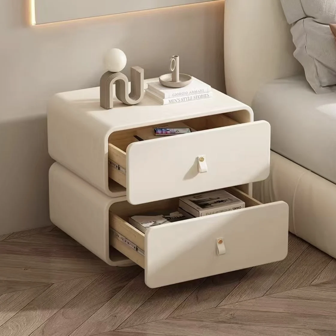 Firefly solid wooden bedside table modern simple bedroom household small apartment minimalist storage