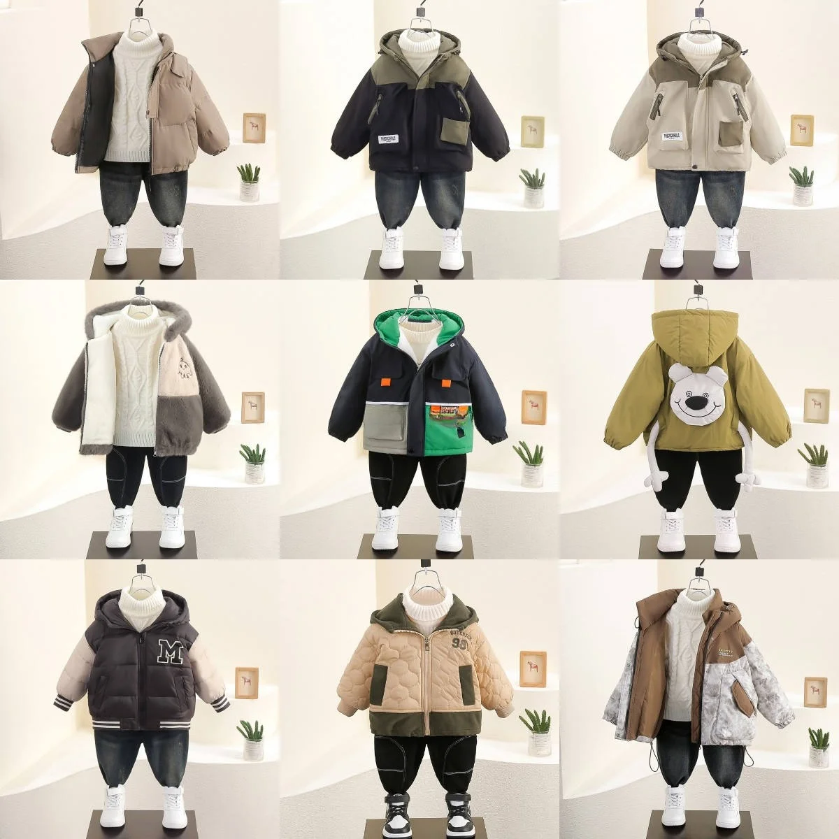 High quality stylish zipper clothes for boys hooded clothes for kids Winter jackets