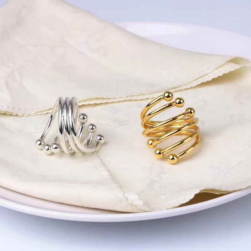 Libosa Factory wholesale stainless steel hotel napkin ring high-grade napkin ring Golden