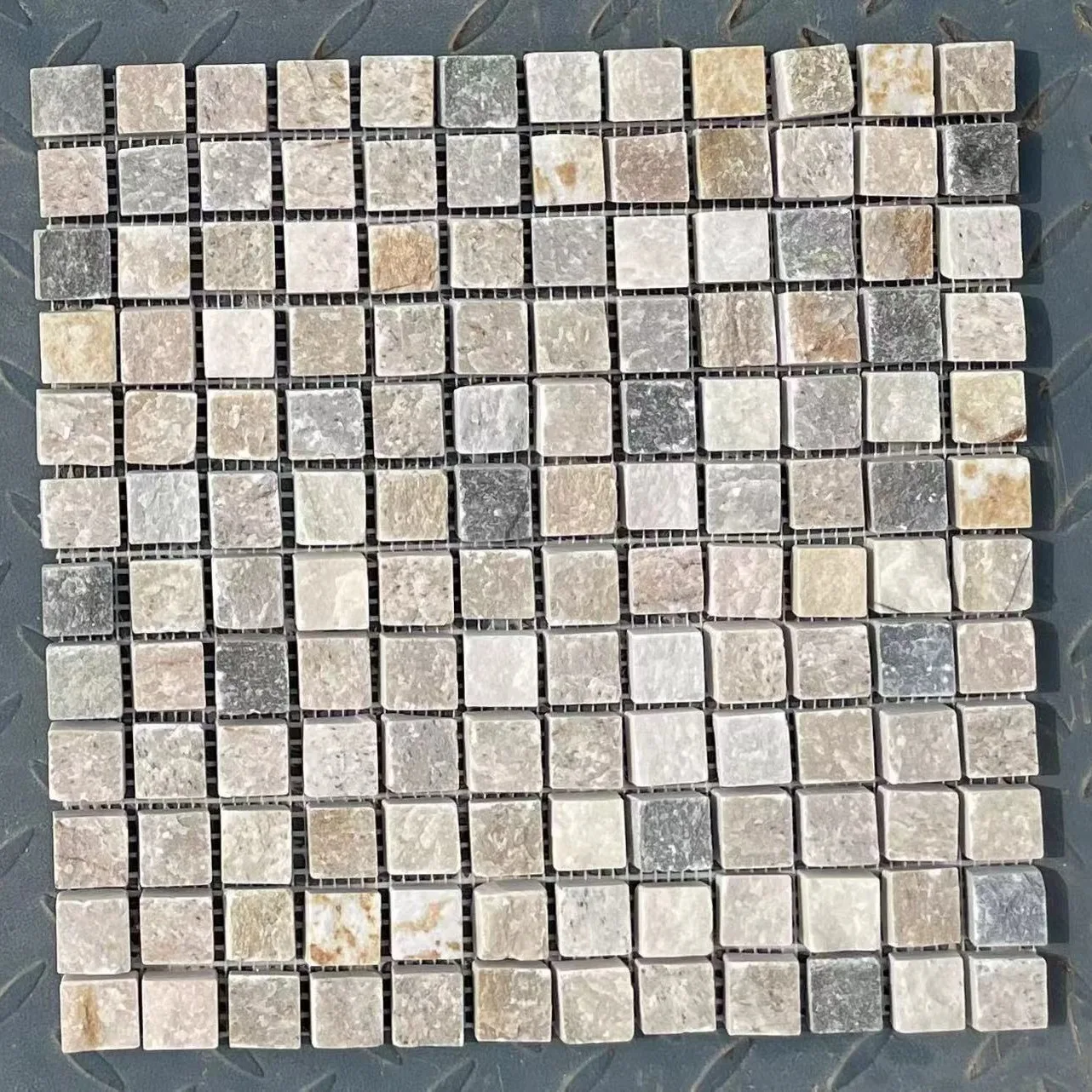 HZX Stone Mosaic Natural Marble Black Retro Culture Stone TV Background Wall Ancient Wood Grain Living Room Tile