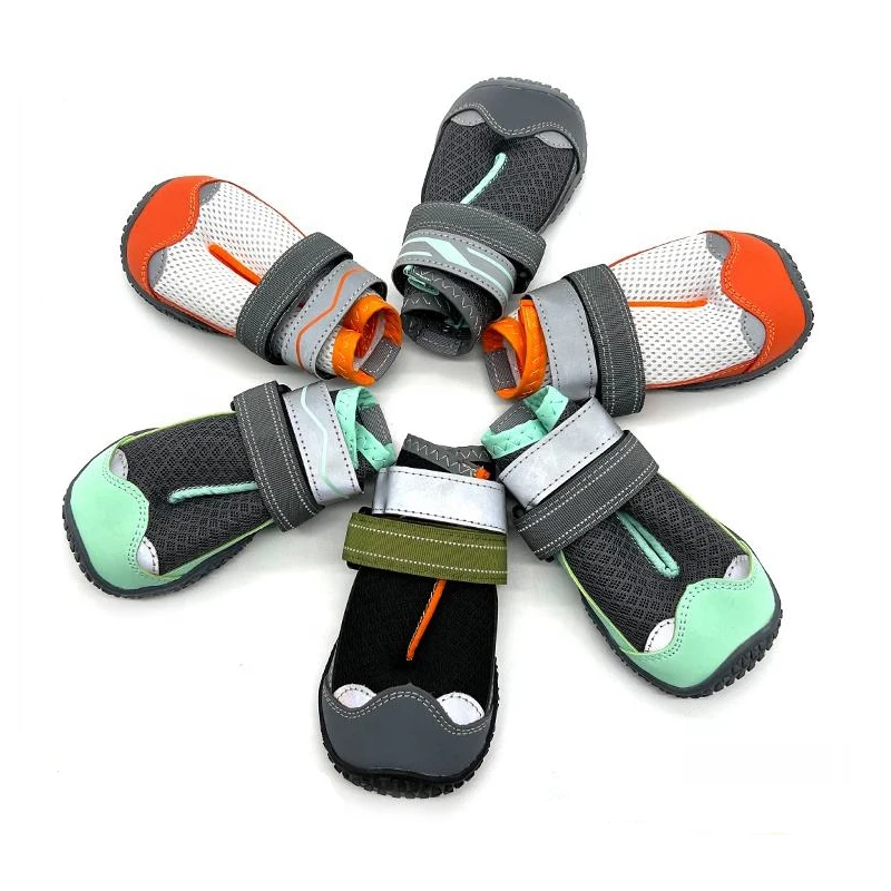 Custom Logo Pet Outdoor Breathable Dog Shoes Anti-Slip Sole Dog Boots Waterproof Reflective Dog Shoes