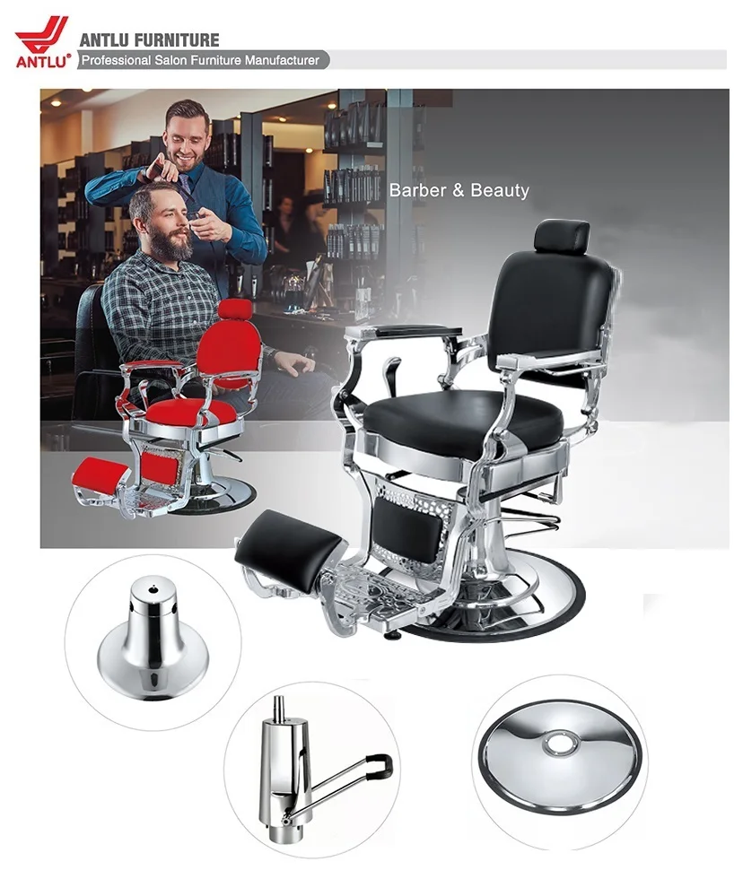 Salon Barber Shop Equipment Antique Cutting Hair Chairs Retro Shaving Chairs Antique Professional Men Recling Barber Chair