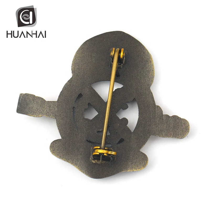 custom antique gold metal enamel logo Italy anchor badge lapel pin