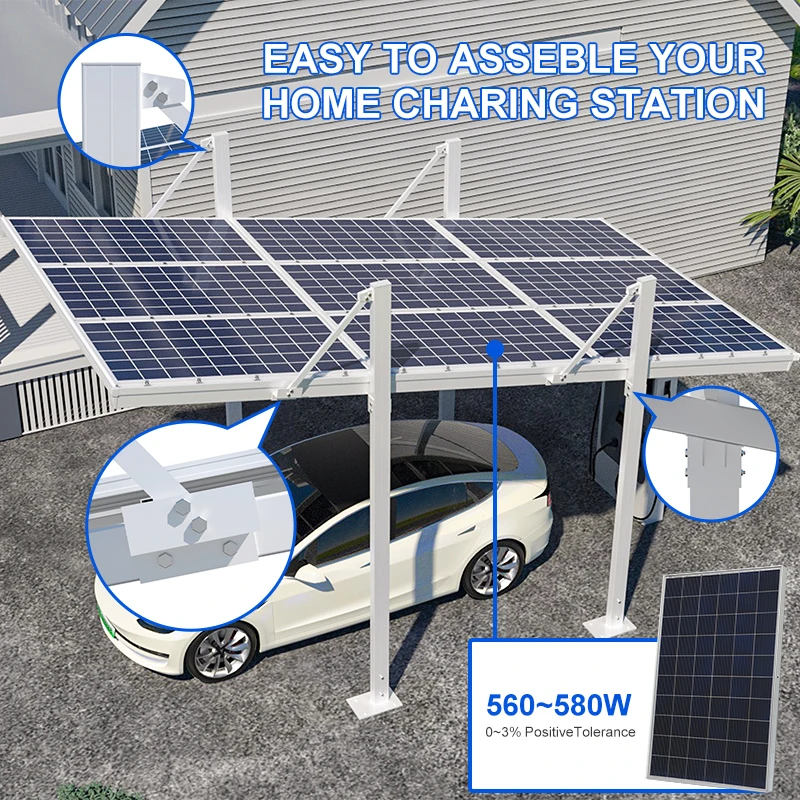Best Price Solar Parking Carport Photovoltaic System PV Parking Structure Carport Car Parking off Grid or on Grid Hybrid Carport