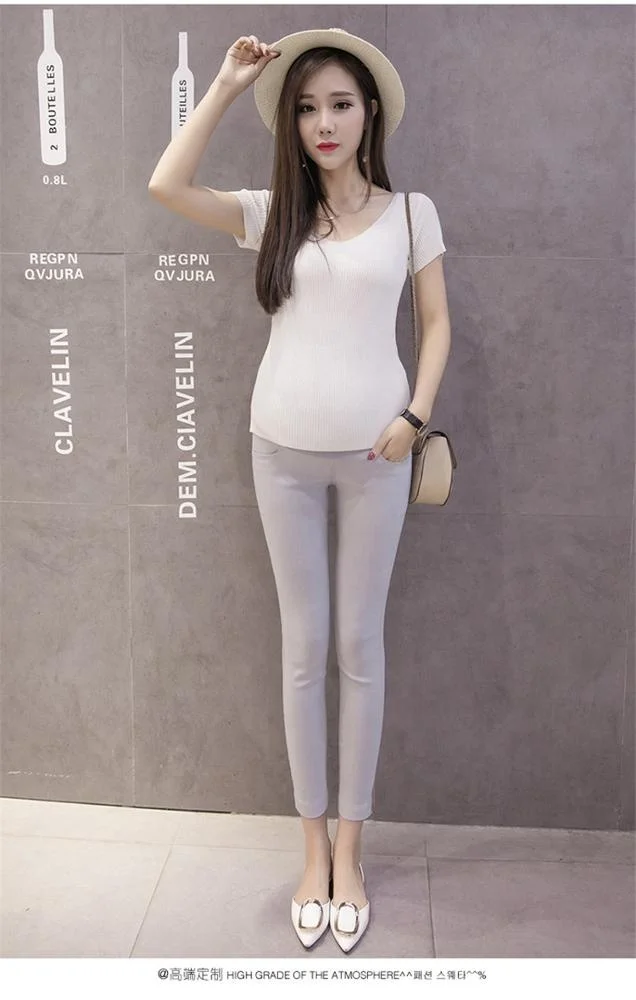 Носить брюки для беременных женщин эластичные тонкие носки на весну и осень прилив мать живот брюки