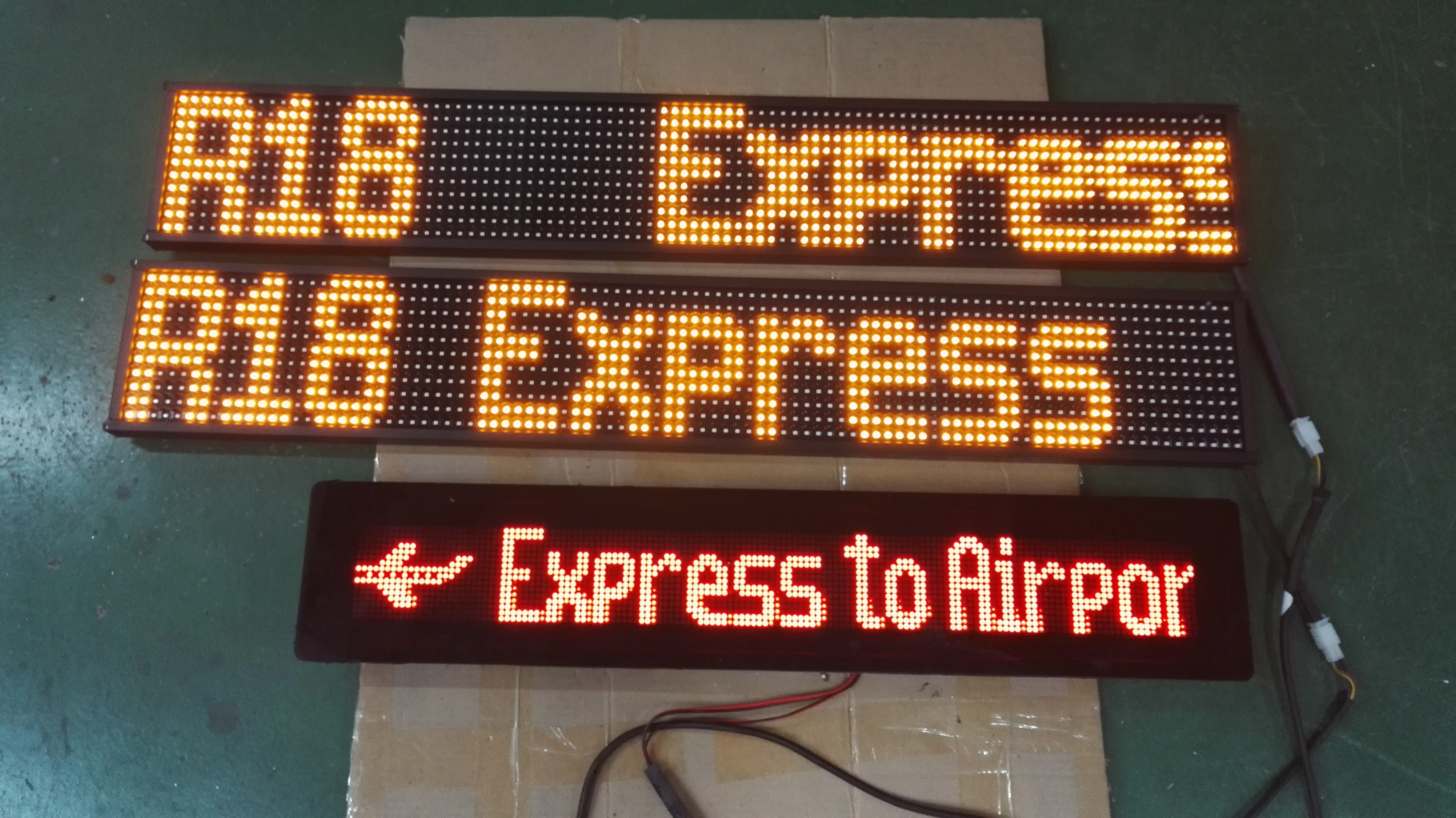 Arabic bus LED destination information system amber color rolling message head sign board display