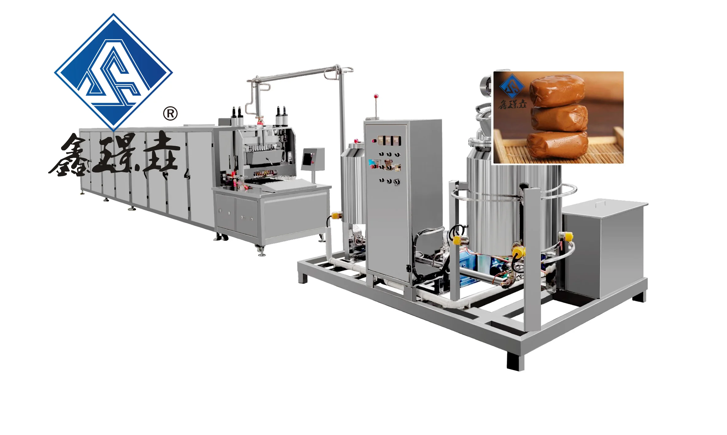 factory Industrial commercial high production fully automatic toffee and caramel candy machine production line