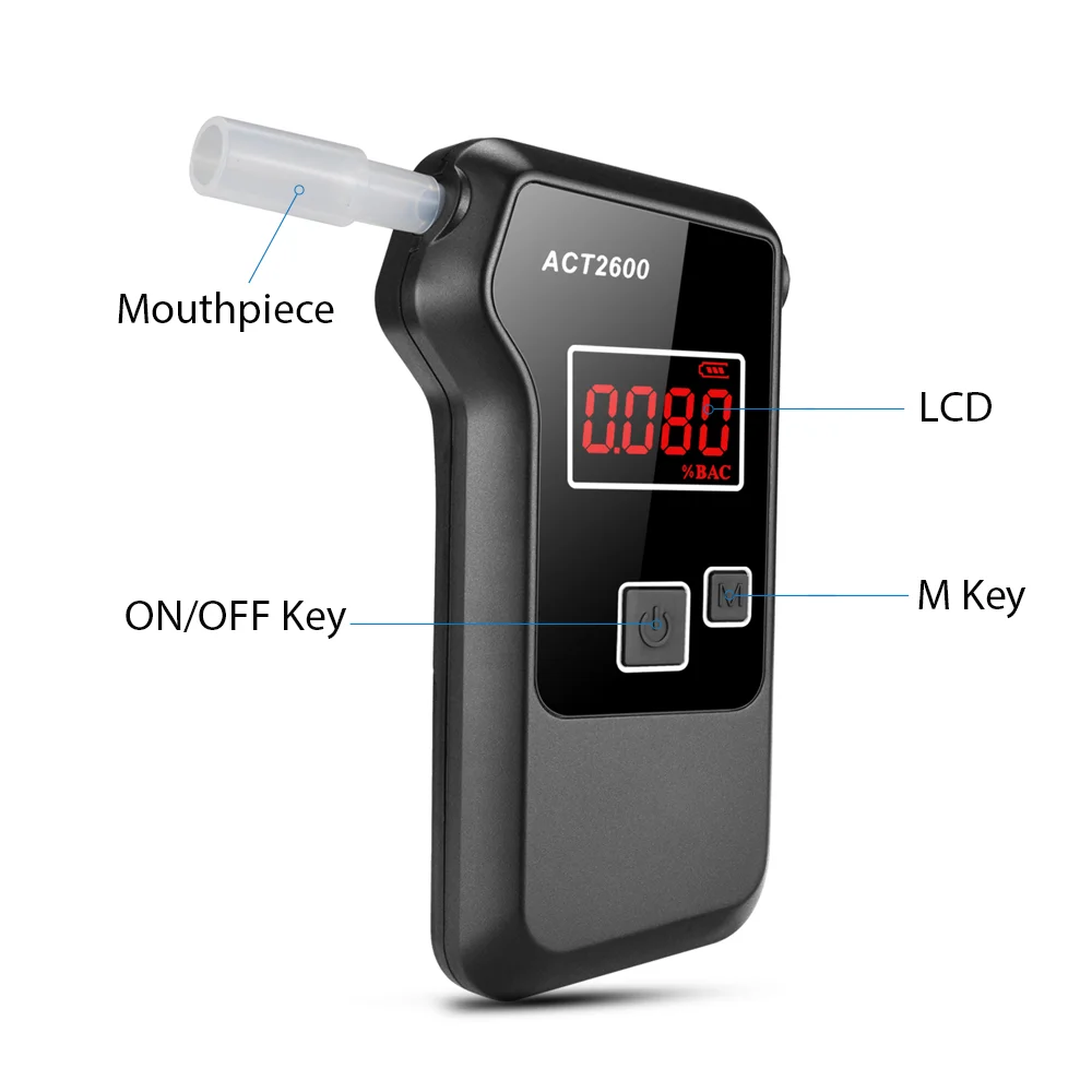 Good sale alcohol test machine factory price personal portable digital display breath fuel cell alcohol tester breathalyzer