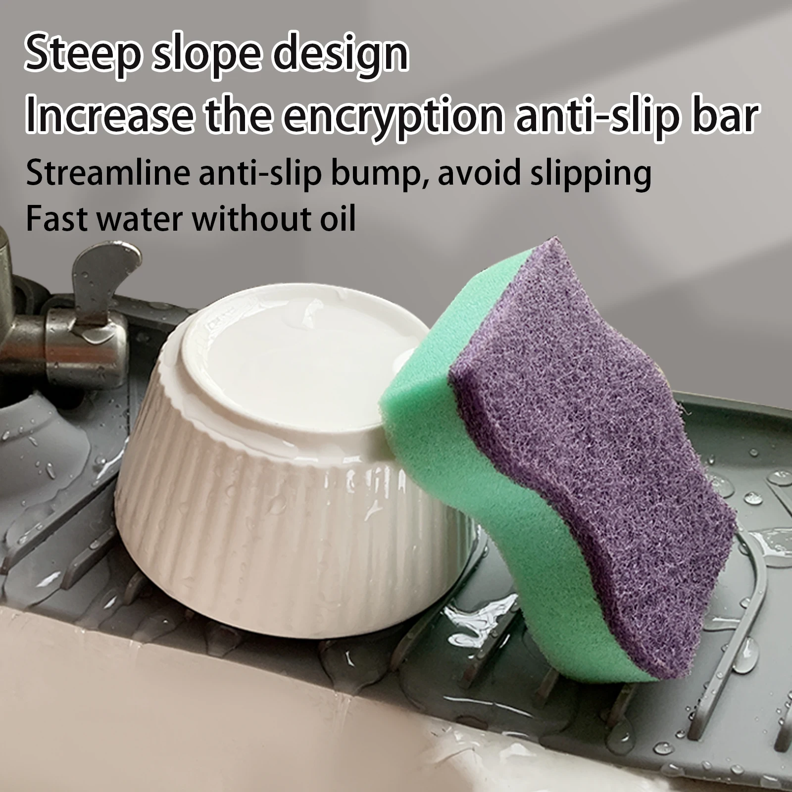 30*5.7 inch Silicone Sink Splash Drain Drying Pad Kitchen Faucet Sink Splash Guard Silicon Faucet Mat For Kitchen S