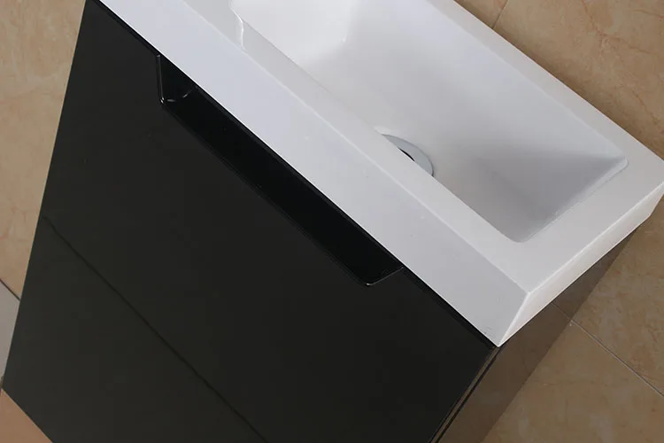 
Small apartments PVC bathroom cabinet black lacquer waterproof bathroom vanity units 