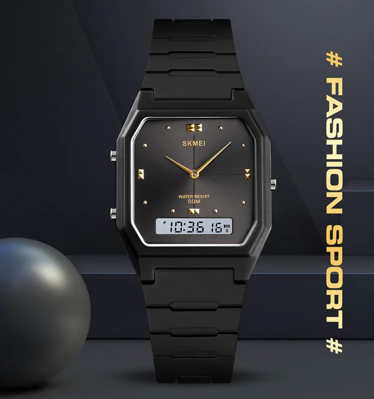 Relojes sport SKMEI 1604 ultra slim 9mm watches digital analog stylish wrist watches for men waterproof
