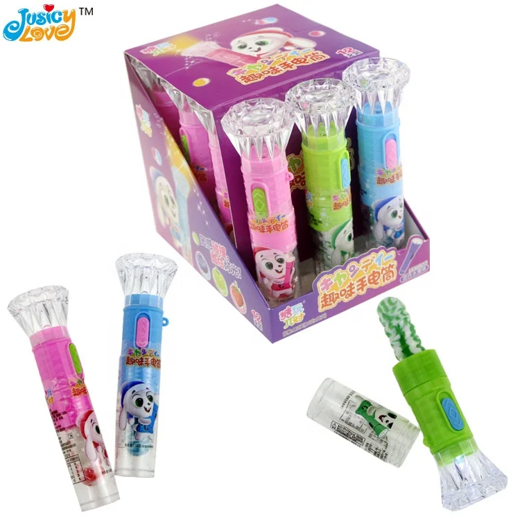 Hot Selling lighting diamond torch shape flashlight toy with lollipop candy