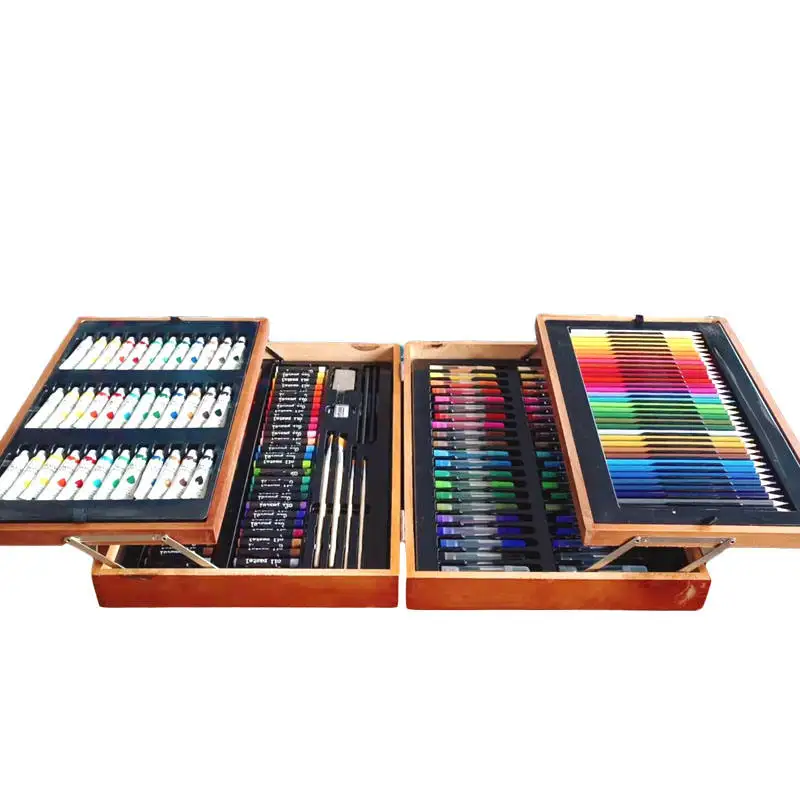 Art Art Supplier 174 Piece Super Deluxe Wooden Art Set Crafts Drawing Kit with Crayons Oil Pastels Colored Pencils for Teen