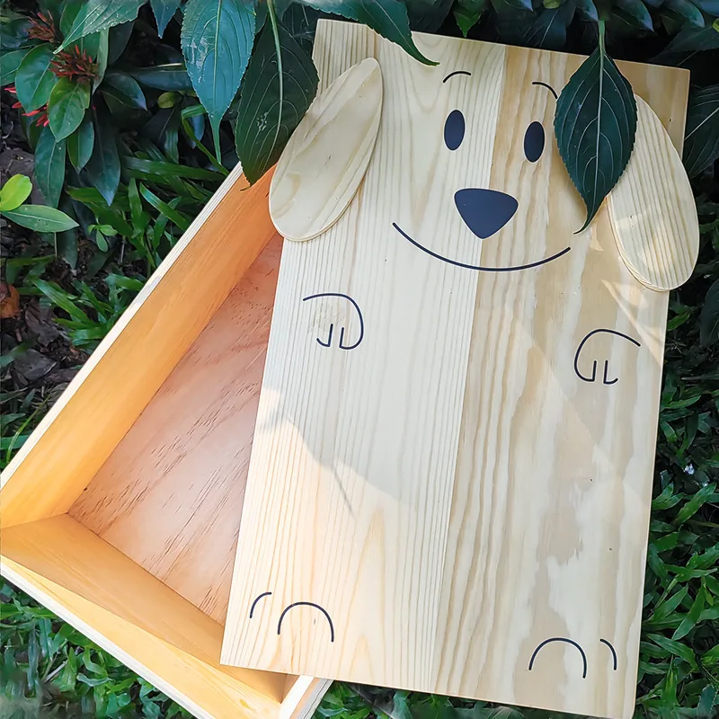 Wholesale animal frame wood funeral casket commemorative box eco-friendly cardboard mini pet ashes Urn coffin for dog