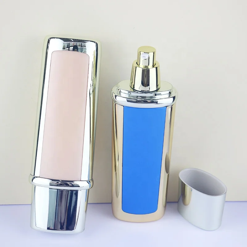 new empty 120ml 4OZ cream cosmetic packaging set lotion serum pump bottle Luxury flat square skincare packaging