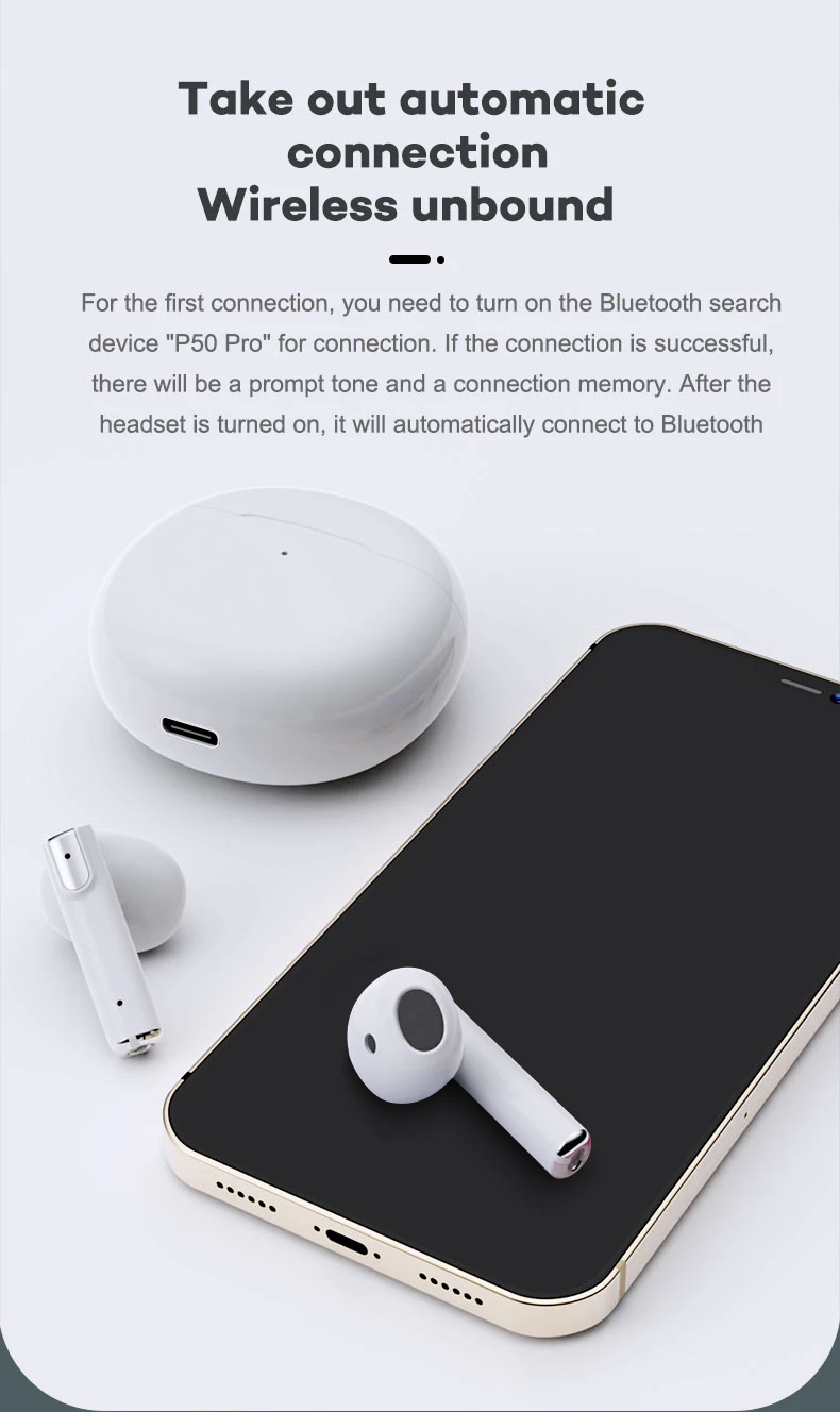 Valdus Wholesale P50 Pro True Wireless Earphone Bt 5.1 hifi Stereo Sound Quality Audifonos Auriculares Sport Gaming Earphone