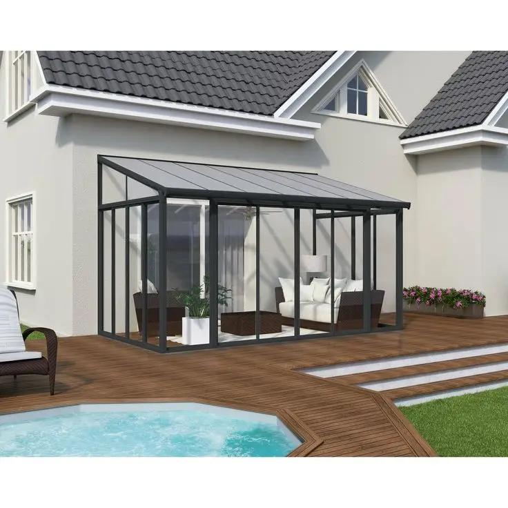 Free standing waterproof aluminum frame glass house prefab green houses green house metal frame