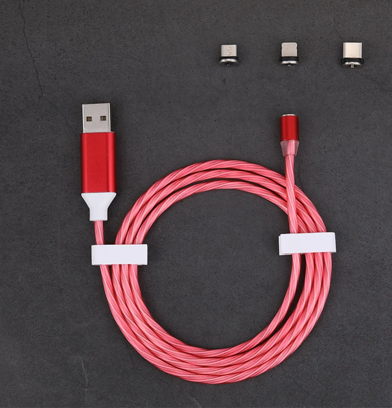  Moq 1 pc Magnetic 3 in Charging USB date Cable Lightning Led android Phone Accessories type c cable fast charging phone