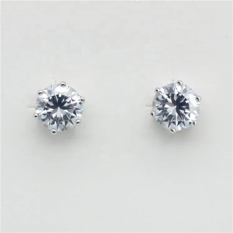 xygems  earring 925 sliver 5mm 6mm 8mm artificial diamond stud earrings, earring stud