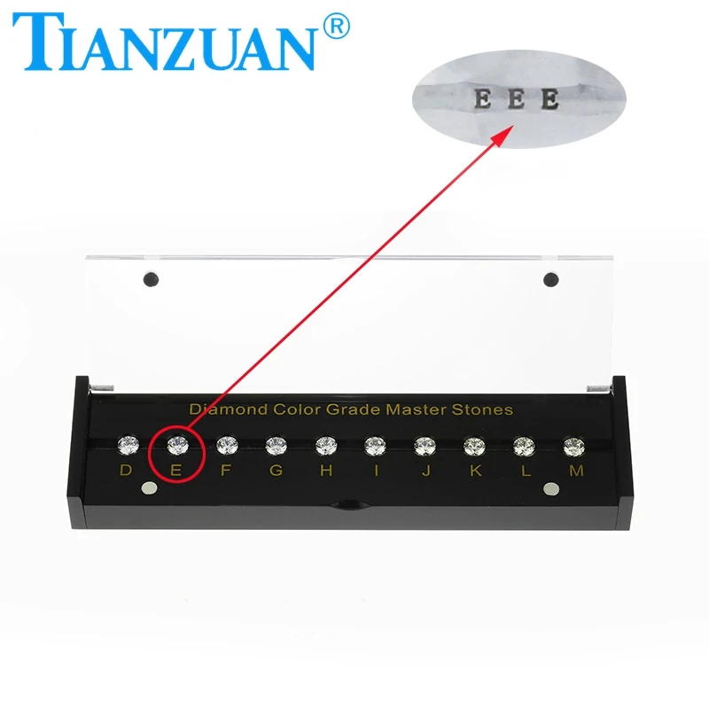 Black box 4C  diamond color grade master stone set D to M  white color round shape with laser letter  tester cz stone