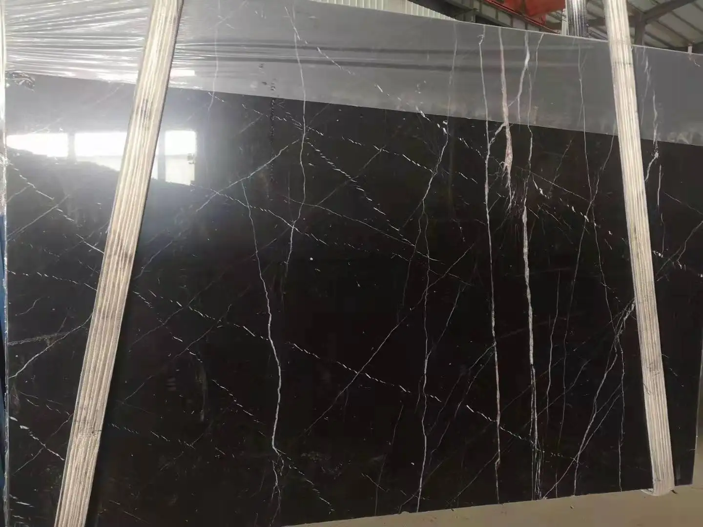 Natural Polished Stone Chinese Marble Slab And Tiles Black Marquina Nero Marquina