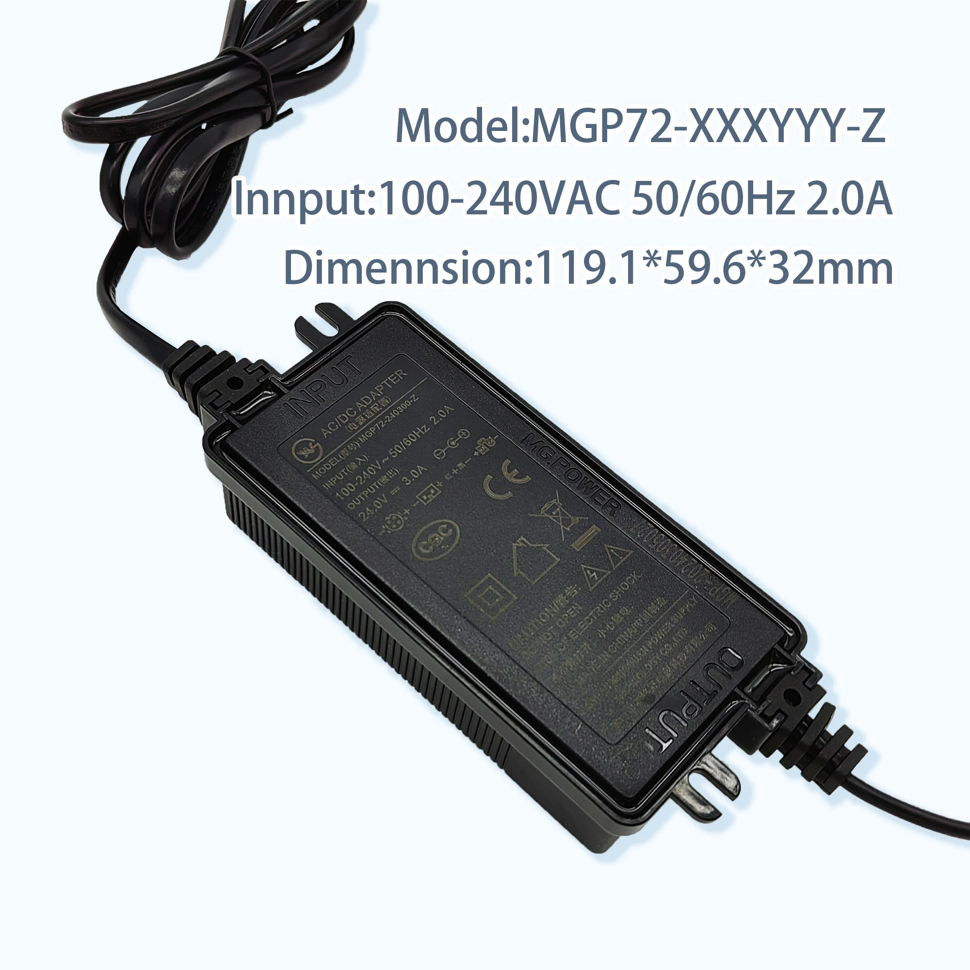 Manufacturer Customized 24V 3A Switching Power Supply DC Water Purifier Power Adapter US Standard Plugs