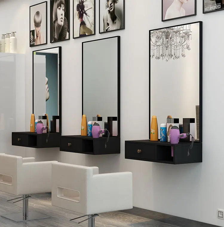 Single Side Hairdressing Product Dedicated LED Salon Wall Mirror Mounted Practical Smart Mirror Morden Style Salon Mirror