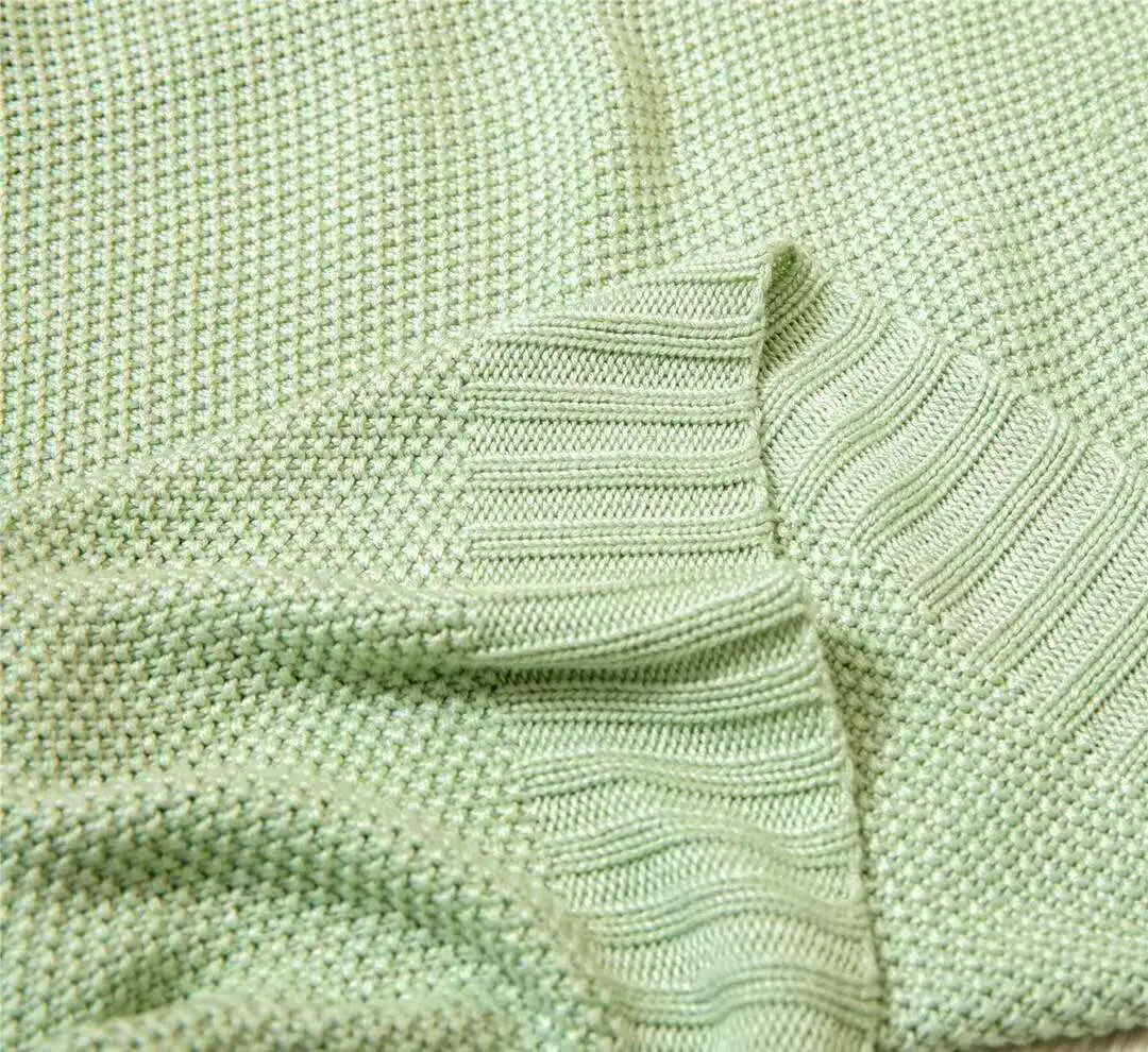 
Wholesale soft plain premium 100% cotton cable knitted baby blanket for boys and girls 