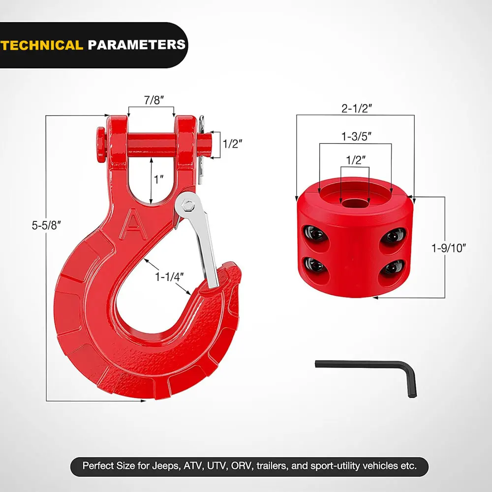 Wholesale Price Heavy Industry Atv Utv Hook Type Electric Chain Rubber Winch Cable Hook Stopper Winch Mount