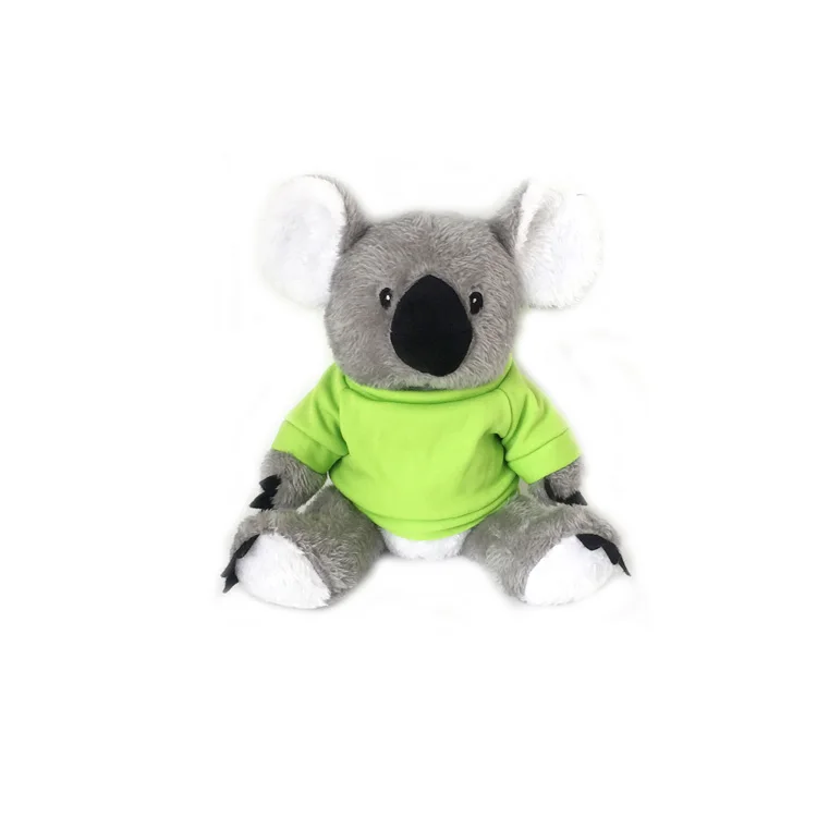 Hot Selling Gray Koala Stuffed Animals With Green T-shirt Flaxseed Stuffed Plush Animals For Children Gift