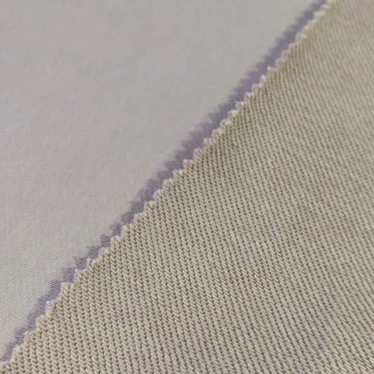 Plain dyed 2 way stretch French terry fabric 100% combed cotton knitted fabric for sports hoodies