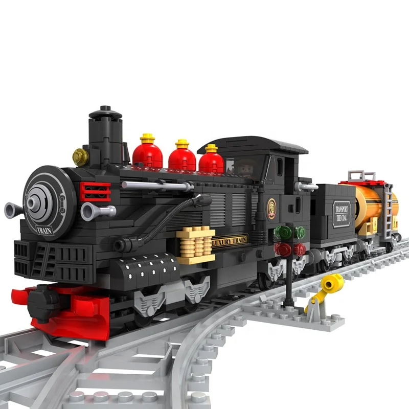High Tech DIY Assembled Toys Railways Trains Bricks Sets Puzzle For Children Train Building Blocks 6+