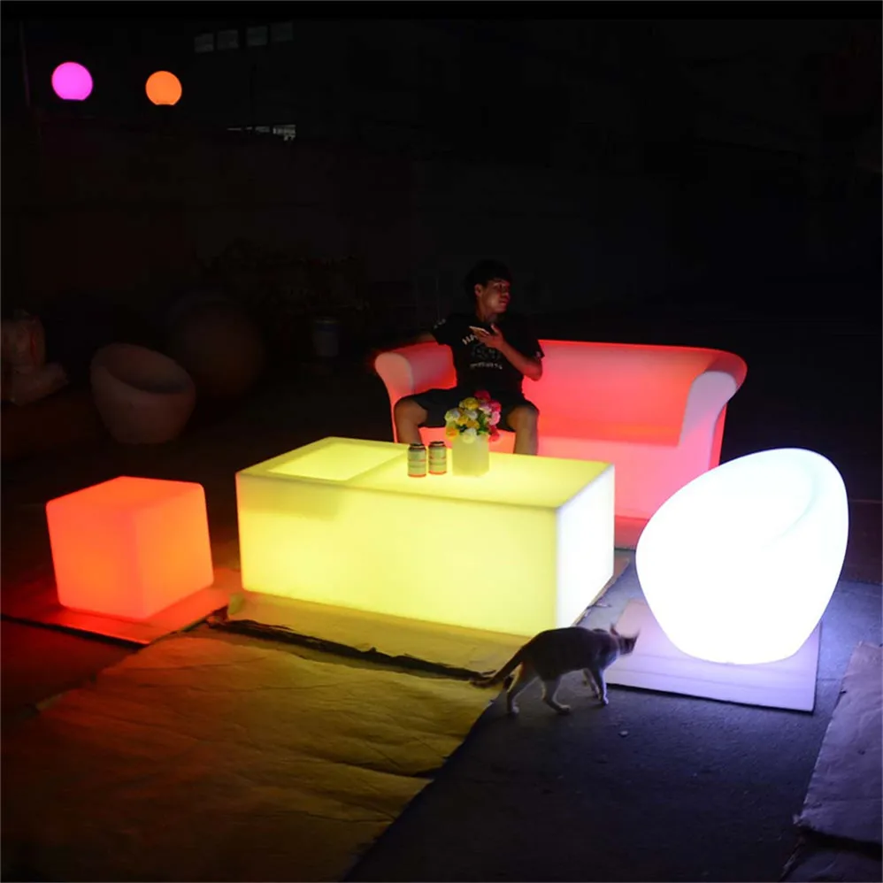 dongguan factory nightclub hookah lounge led furniture table chairs sofa set light up sofa