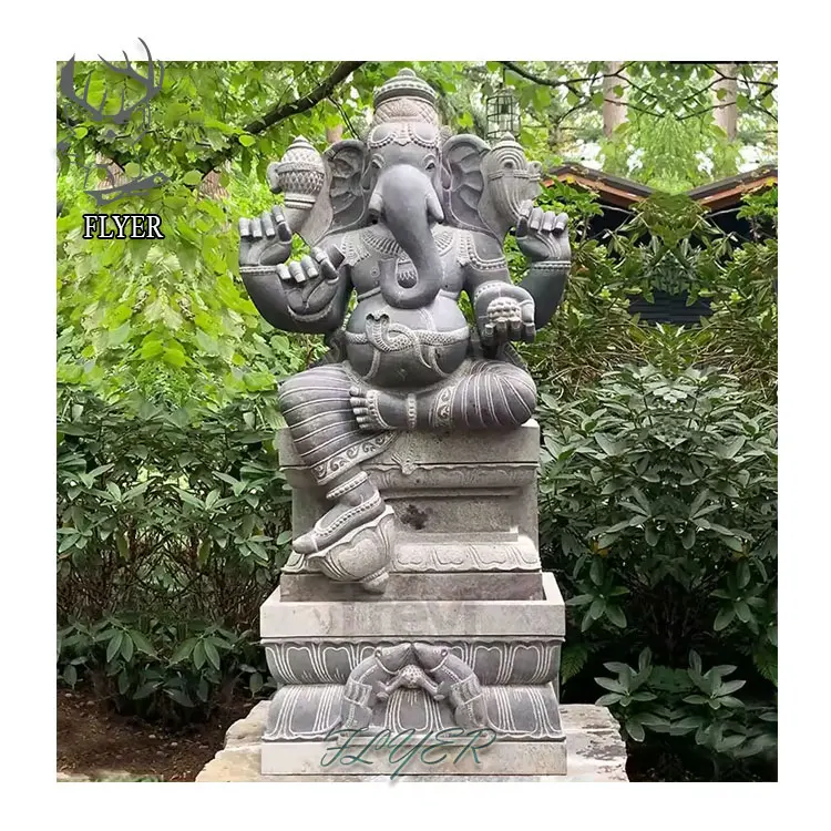 Outdoor Religious Life Size White Marble Stone Hindu God Lord Ganesha Marble Statue