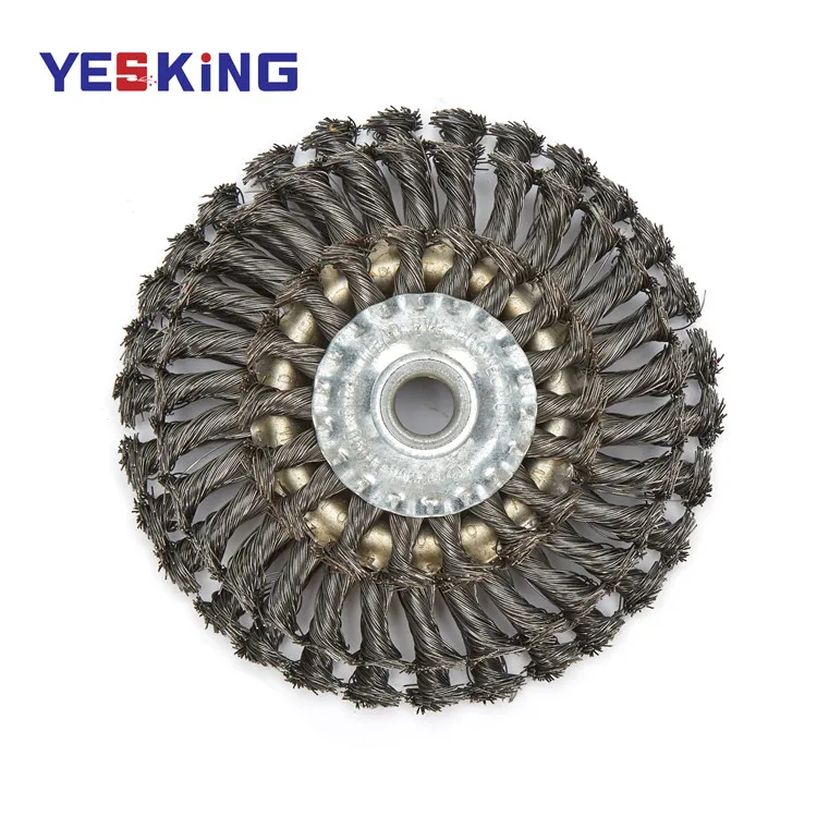 Hot sale Industrial polishing stainless wire knotted wheel brush custom wire bristle brush