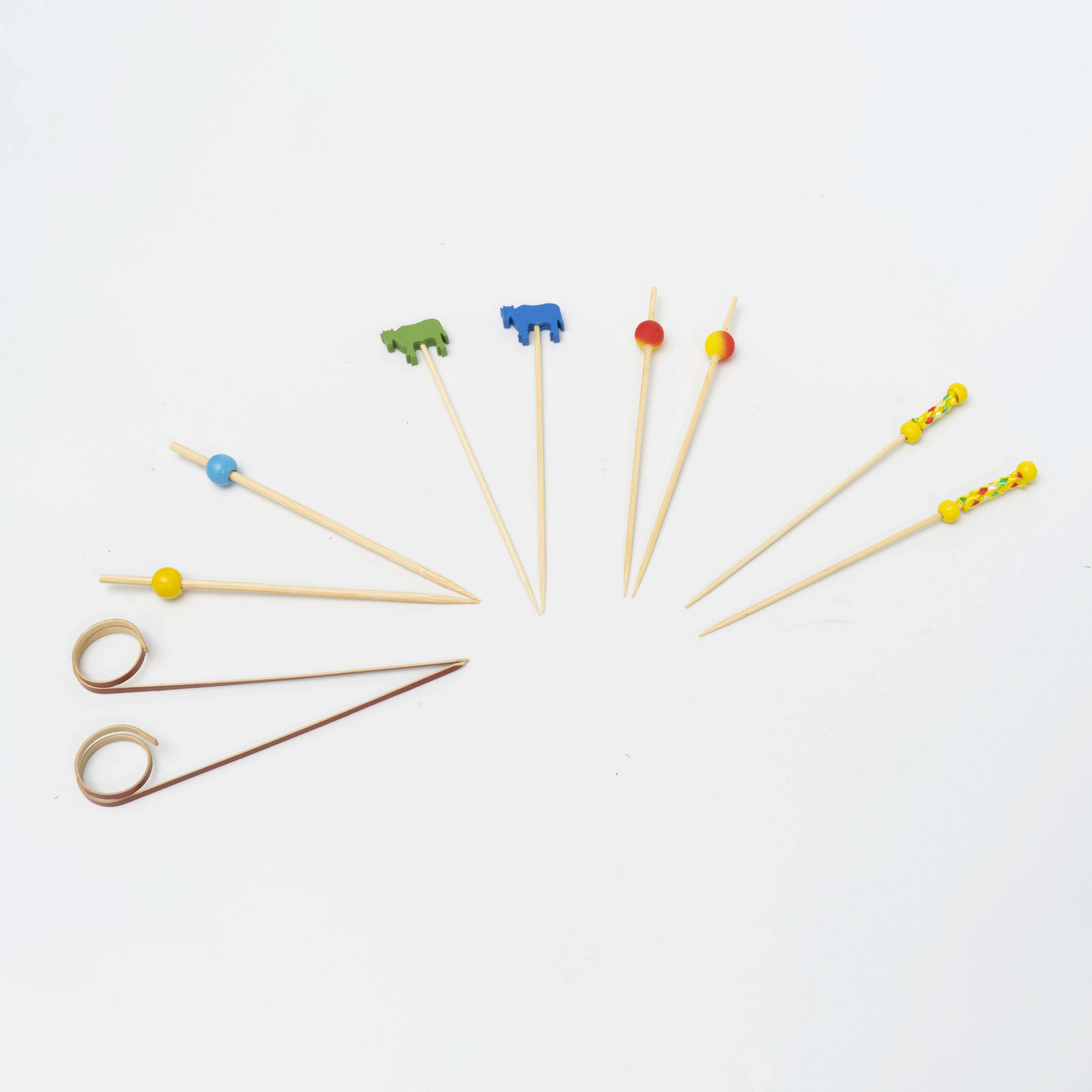 Cocktail Appetizer Picks - Long Bamboo Skewers for Fancy Food Presentation with Storage