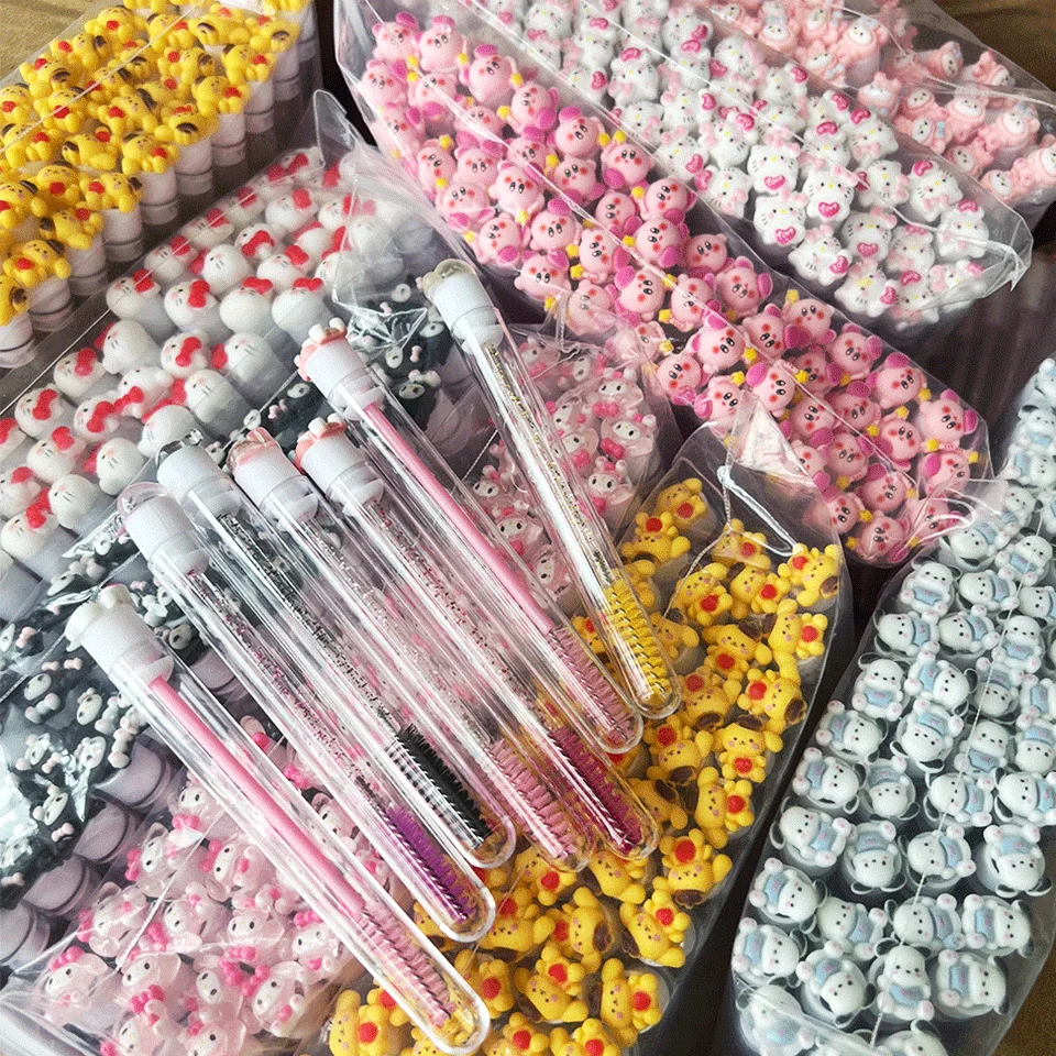 New arrivals cartoon mascara brushes disposable eyelash extension tool lash spoolies wand brush tubes applicator