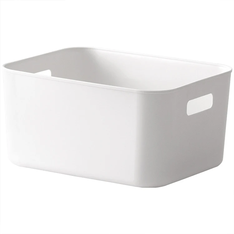 Storage Baskets Bins Boxes with Handles Holder Stackable Containers Organizing PP Plastic Multifunction White Home Organizer