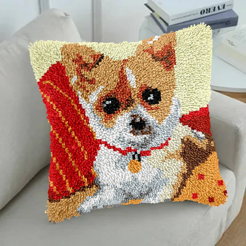 Custom Pre-Printed Rug Needlework DIY Pillowcase Snowman Latch Hook Kits Pillow Crochet Yarn Cushion for Sofa Decor