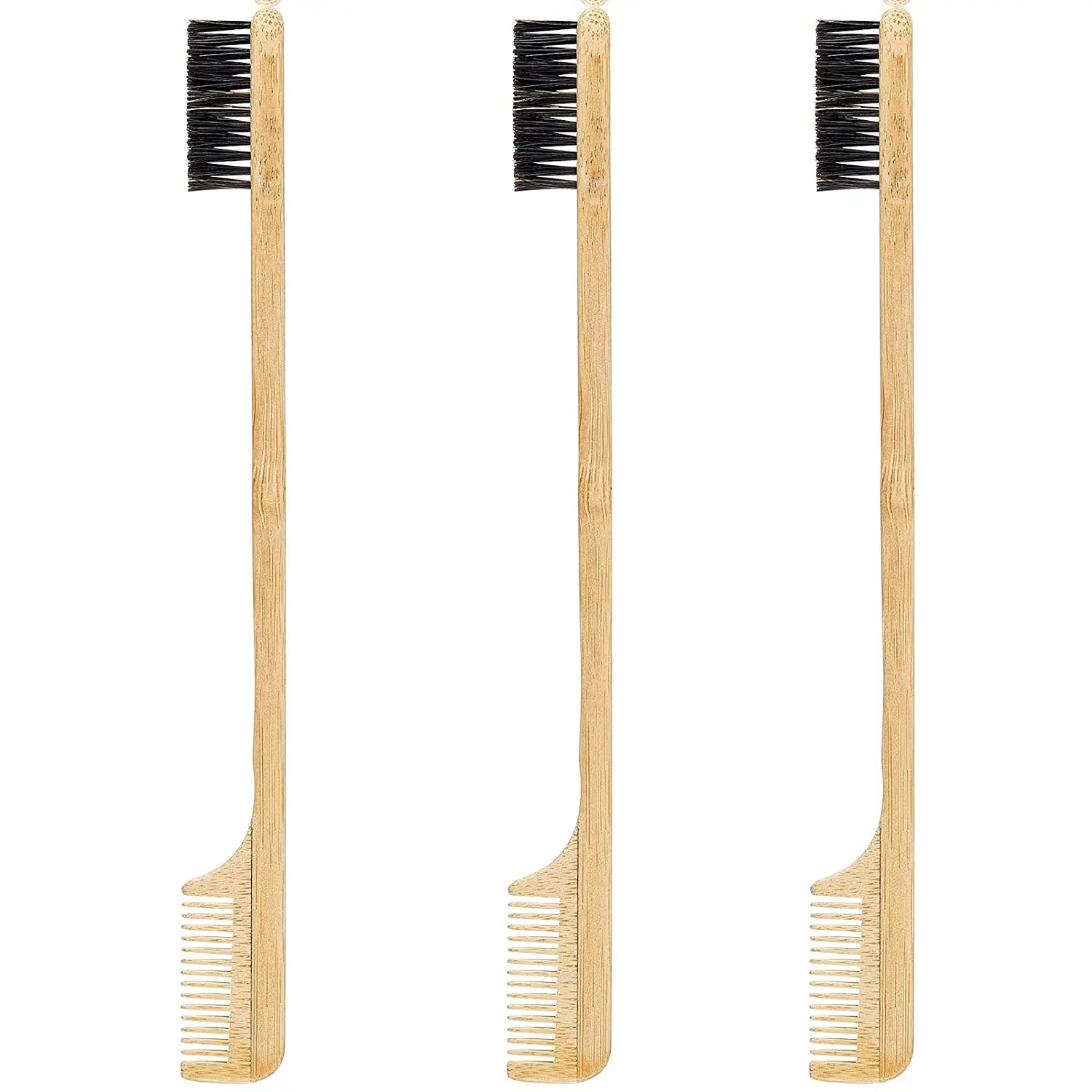 Инструмент для макияжа с фирменной маркой, кисть для бровей с бамбуковой ручкой, Экологически чистая Двусторонняя кисть для бровей, Кисти OEM