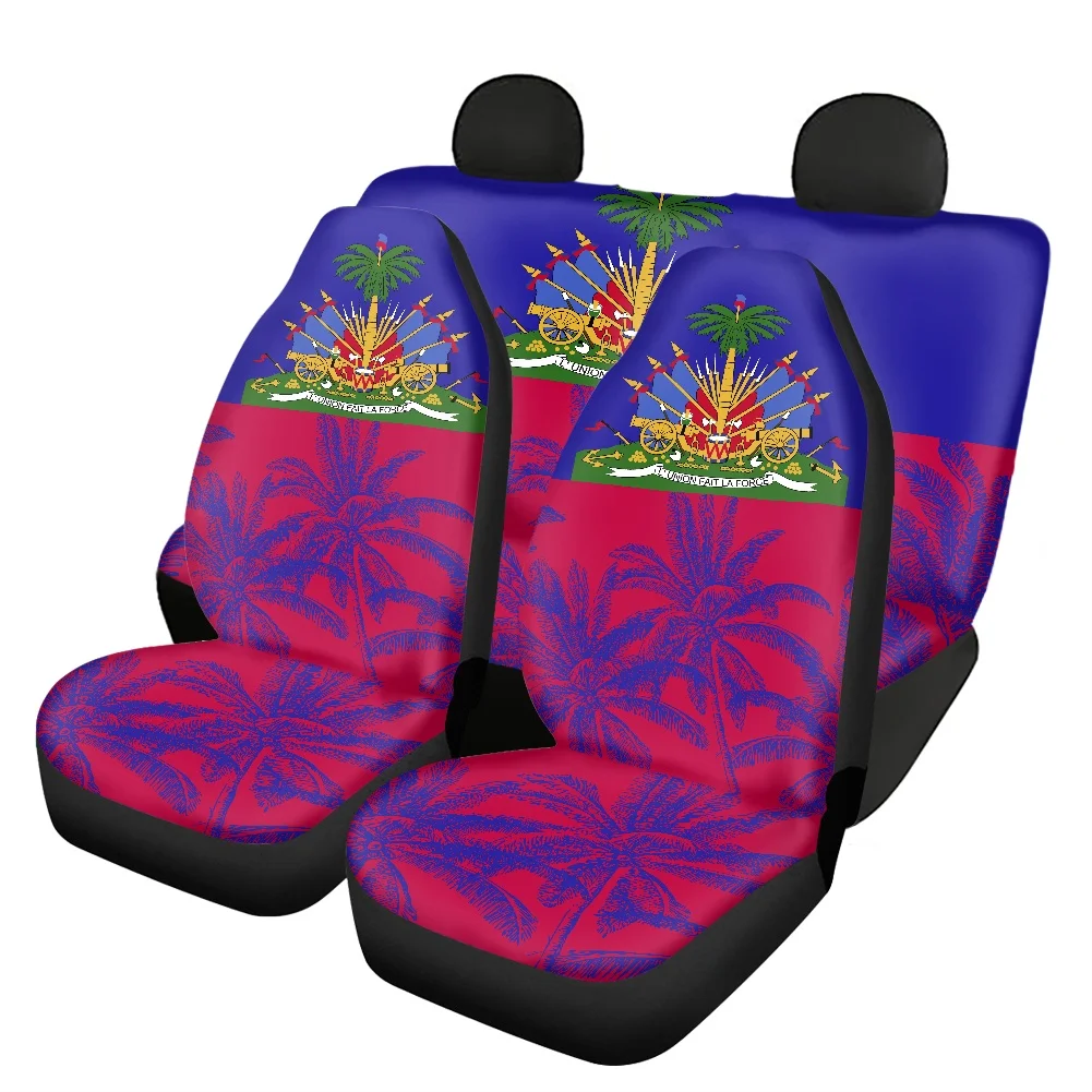 Custom Car Seat Cover Set Haiti Country Flag Pattern Print Polyester Car Seat Cover 5PCS Set Seat Cover For Chair Luxury Car