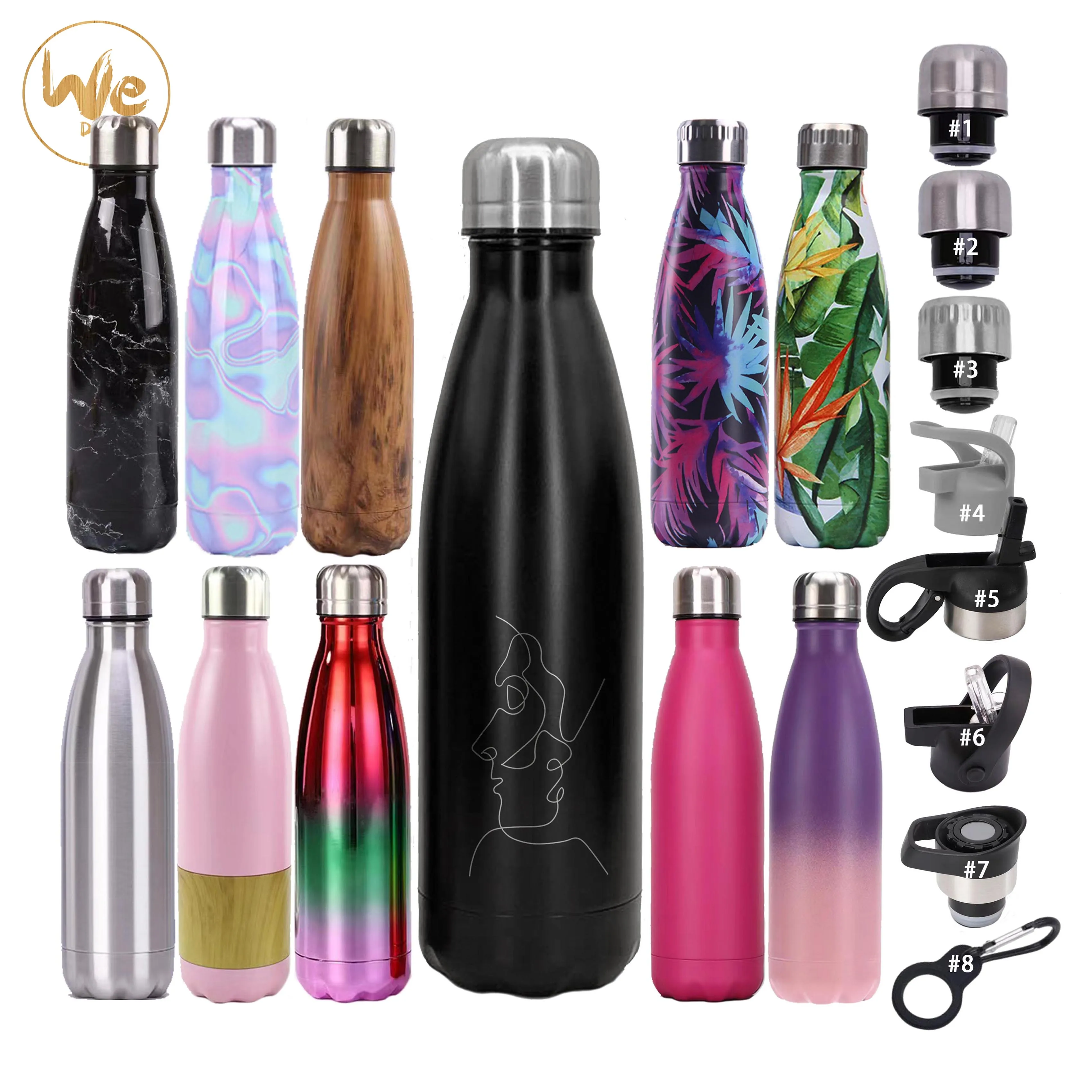 
500ML/17OZ In Stock Double Wall electroplate shiny Stainless Steel cola shaped Vacuum Insulated bottle thermos 